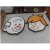 Image 1 : 1980s A&W Grandpa and Girl Plaques from Steinbach MB 17 1/2'' x 17'' 