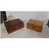 Image 1 : 2 Antique 1800s Writing Lap Desk, Wood Document Boxes 12'' x 9'' x 6'' & 