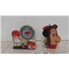 Image 1 : Vintage Radios and Clock: Raggedy Ann and Andy Clock, Little Lulu Radio, Mickey