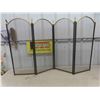 Image 2 : Fireplace 4 Panel Fire Screen 52'' x 32 1/2'' , 3 Piece Tool Set with Stand