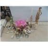 Image 1 : Knick Knacks: Vases, Ceramic Cats, Cows, Flowers in Basket & More