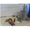 Image 1 : Bucket of Garage Door Hardware , Pipe Wrench, Hammer, 