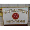 Image 1 : Vintage Pratt + Lambert Paint and Varnish Porcelain 2 Sided Sign 28'' x 