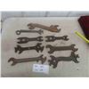 Image 1 : 8 Old Labelled Wrenches: Rock Island, Deere, Iron Age, Sheldon Axle, 