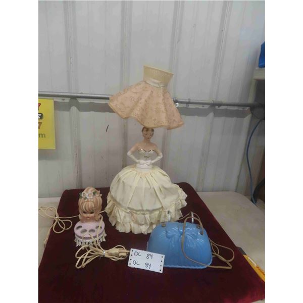 2 Figurine Table Lamps, Bedroom Headboard Hanging Lamp 