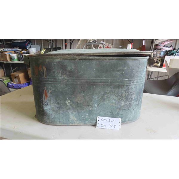 Copper Wash Tub with Lid 24'' x 13'' x 13'' 