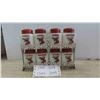 Image 1 : 9 Piece Milk Glass Spice Jars with Metal Rack