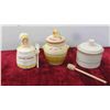 Image 8 : Tea Pot, Hand Painted Cream and Sugar, Serving Platter, Preserve Jars 