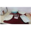 Image 1 : Vintage Turquoise Pyrex Snowflake Casserole 1.5 Divided, 2.5 Quart, 2 