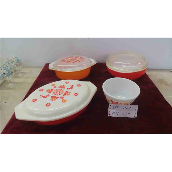 7 Pieces Pyrex Casserole Friendship Patterm Dish Set