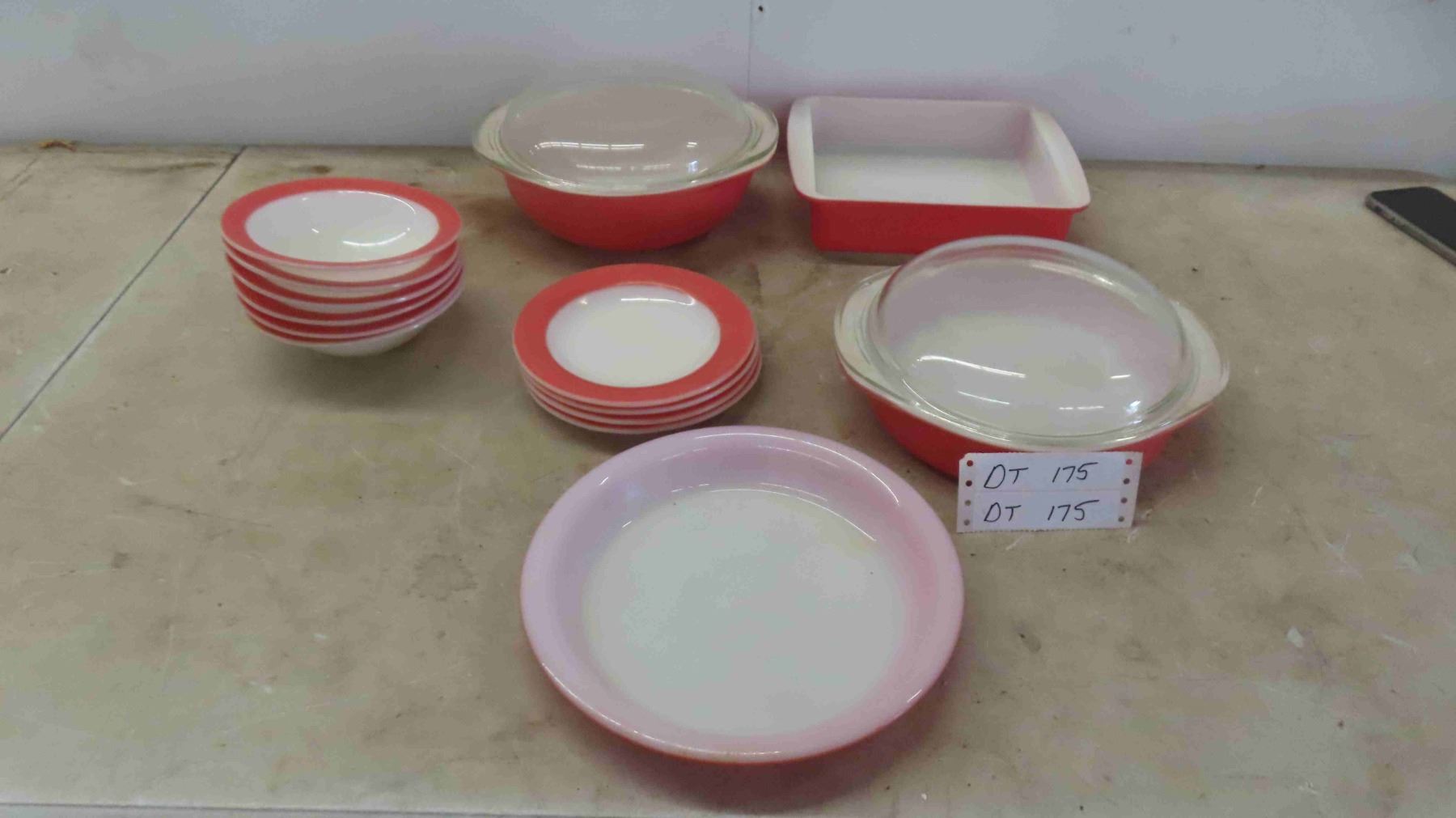 Vintage 16 Piece Pink Pyrex Dishes: Casserole, Bowls, Pie Platter & More