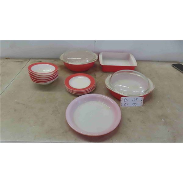 Vintage 16 Piece Pink Pyrex Dishes: Casserole, Bowls, Pie Platter & More