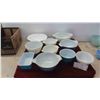Image 1 : 9 Vintage Blue and White Pyrex Mixing Bowls , 1 Covelle Serving Dish