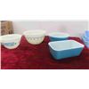 Image 4 : 9 Vintage Blue and White Pyrex Mixing Bowls , 1 Covelle Serving Dish