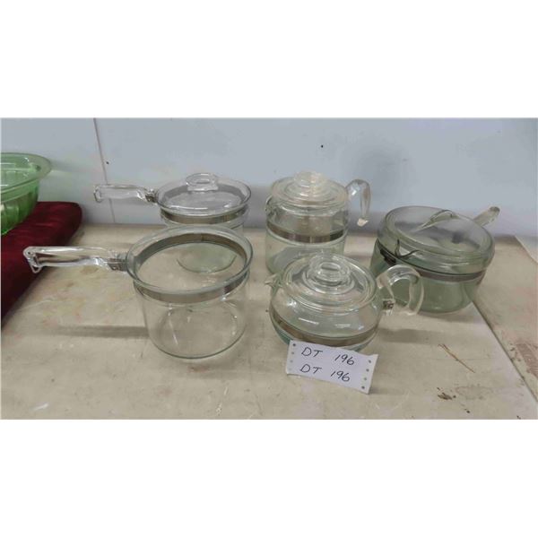 Pyrex Percolator , Teapot, Double Broiler & Saucepan