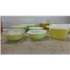 Image 2 : 20 Pieces Yellow/Green Pyrex Dinnerware , 2 Casserole Dishes with 