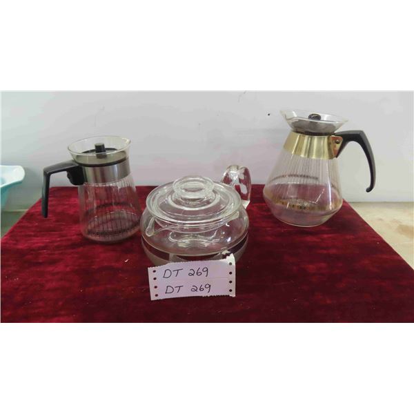 3 Vintage Glass Coffee Pots 