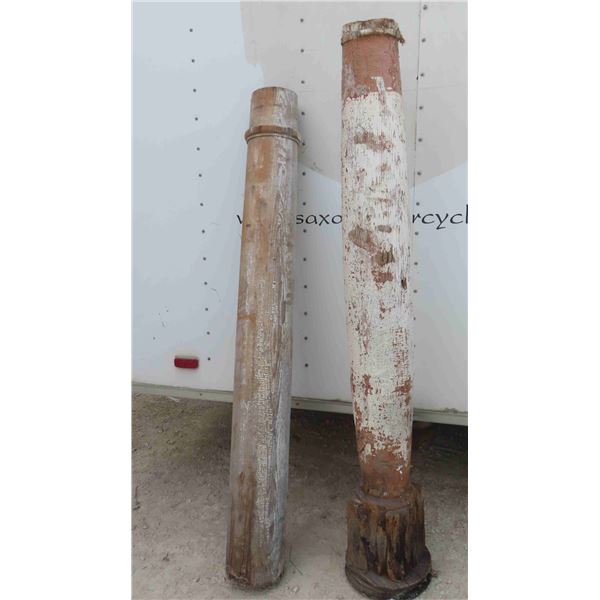 2 Wooden Posts for Porch 62'' + 65'' Tall