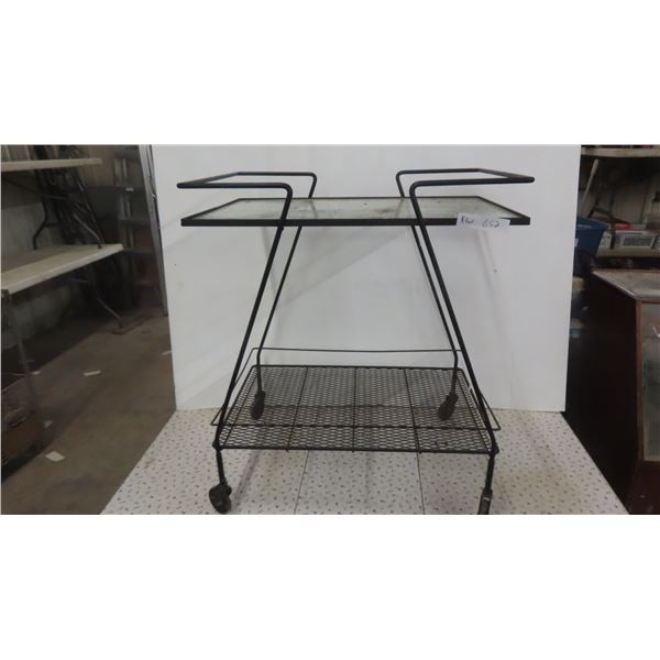 Rolling Metal and Glass Trolley/Stand 29'' x 24'' x 17''