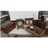Image 1 : Mantle Clock, Old Shelfs, Carpenters Nail Organizer, Wood Boxes
