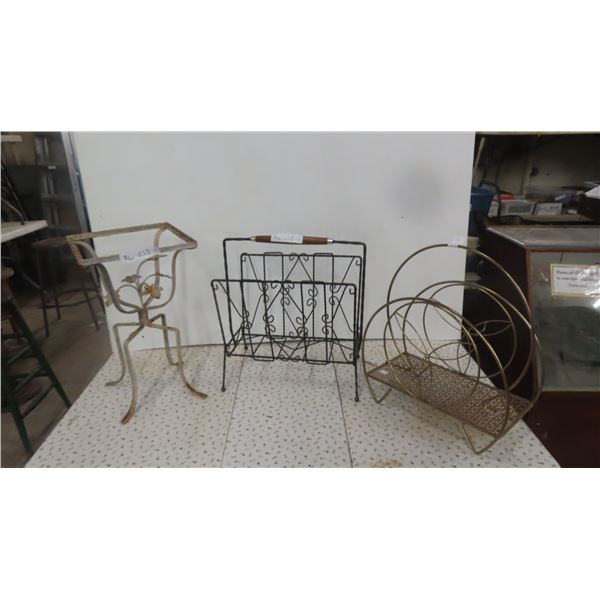 2 Metal Magazine Racks, Wrought Iron Stand No Top
