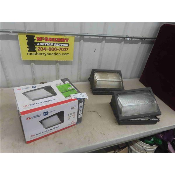 3 LED Wall Pack Security Lights - 1 New , 2 Used