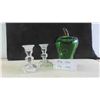 Image 1 : Green Apple Art Glass 8'' x 5'' , Matching Kaspar Bleikristall Candle 
