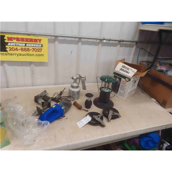 Propane Heater, Clothes Line Pulley, Vacuum, Truck Box Tie Downs,