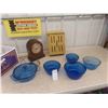 Image 1 : Cobalt Mixing Bowls , Covered Casserole Dish, Mantle Clock, Butterfly