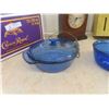 Image 4 : Cobalt Mixing Bowls , Covered Casserole Dish, Mantle Clock, Butterfly