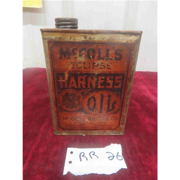McColls Eclipse Harness Oil (Rare) Tin McColl Bros & Co. Winnipeg MB 