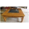 Image 1 : Oak Coffee Table with Glass Insert 36'' x 36'' x 16'' 