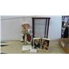 Image 1 : New Old Stock 3 Collector Dolls , Wood Display Case 10 1/4'' x 8 3/4'' x 20''