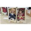 Image 4 : New Old Stock 3 Collector Dolls , Wood Display Case 10 1/4'' x 8 3/4'' x 20''