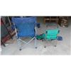 Image 2 : 2 Fold Up Lawn Chairs with Carry Bags (1) Adult (1) Childs