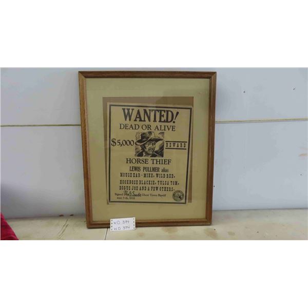 Framed 'Wanted' Picture 22'' x 26''