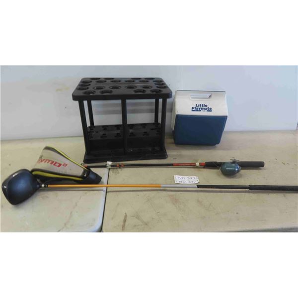 Cooler, Right Handed Big Daddy Driver, Fishing Rod & More 