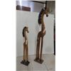 Image 1 : 2 Wood Carved Giraffe Ornaments - Tallest is 46''