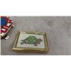 Image 2 : Bamboo? Round Tray, Hand Carved and Painted Turtle, Needlepoint