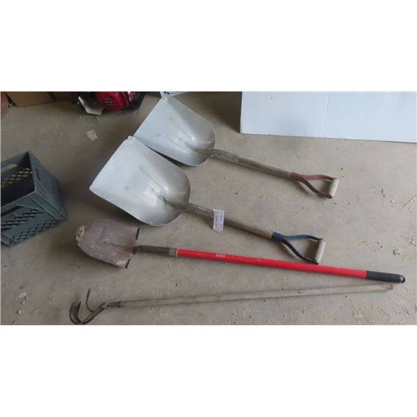 2 Aluminum Shovels , Spade with Fiberglass Handle, Hand Scuffler 