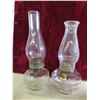 Image 2 : 5 Oil Lamps with Chimneys - 2 Have Amber Bases 