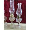 Image 2 : 6 Oil Lamps with Chimneys - 1 with Red Base