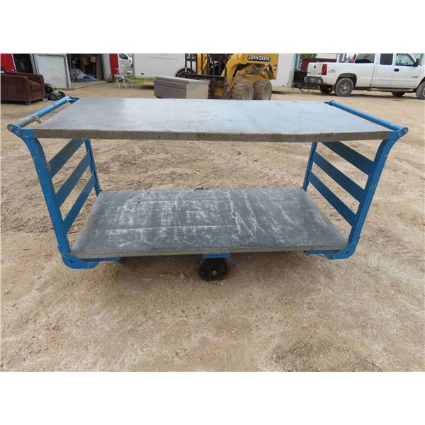Metal Wheeled Cart/Table with Shelf 69'' x 30 1/2'' x 37'' 