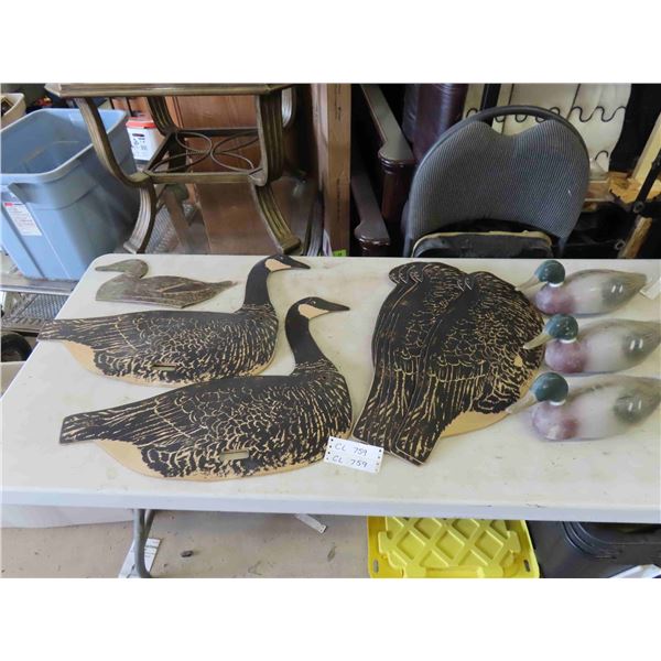 Ducks and Geese Decoys 2 and 3 Dimensional (Cardboard and Plastic)