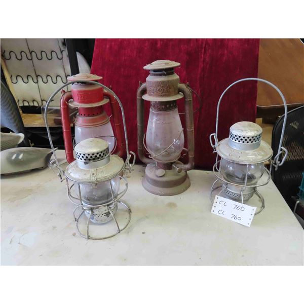 4 Oil Lanterns Including 2 CNR