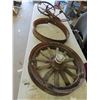 Image 1 : 2 Steel Wheels 15 1/2'' + 21 1/2'' with Wood Spokes , Steel Frame 