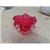 Image 8 : Murano White Art Glass, Blue Glass Bowl, Small Red Piece