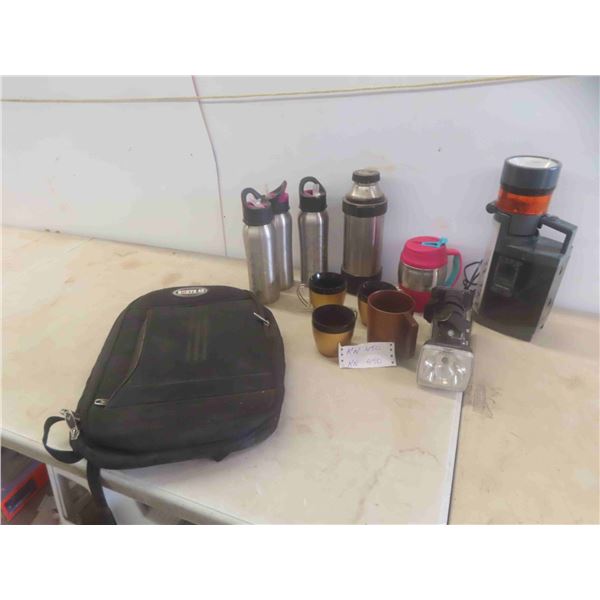 Backpack AM/FM Flashlight Combo, Insulated Travel Mugs & More