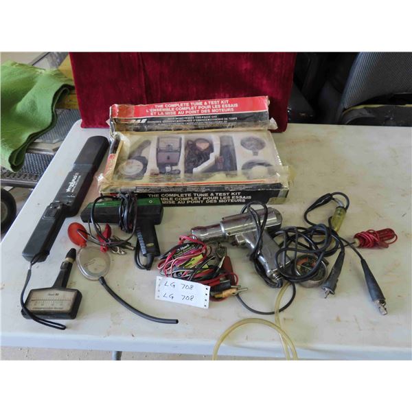 New Old Stock Tune and Test Kit, Timing Light, Compression Tester,