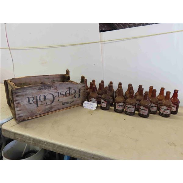 Pepsi Cola Crate 19 1/2'' x 12'' x 8'' with 23 Webbs Stubby Bottles